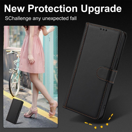 For Samsung Galaxy S24+ 5G Skin Feel Pure Color Card Slots Leather Phone Case with Dual Lanyard(Black)
