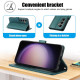 For Samsung Galaxy S24+ 5G Skin Feel Pure Color Card Slots Leather Phone Case with Dual Lanyard(Green)