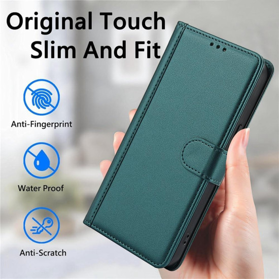 For Samsung Galaxy S24+ 5G Skin Feel Pure Color Card Slots Leather Phone Case with Dual Lanyard(Green)