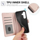 For Samsung Galaxy S24+ 5G Skin Feel Pure Color Card Slots Leather Phone Case with Dual Lanyard(Rose Gold)