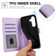 For Samsung Galaxy S24+ 5G Skin Feel Pure Color Card Slots Leather Phone Case with Dual Lanyard(Purple)