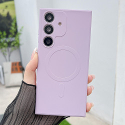 For Samsung Galaxy S24+ 5G Solid Color Liquid Silicone MagSafe Magnetic Phone Case(Grass Purple)