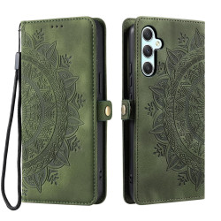 For Samsung Galaxy S24+ 5G Skin Feel Totem Embossed Leather Phone Case(Deep Green)