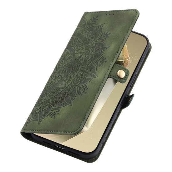 For Samsung Galaxy S24+ 5G Skin Feel Totem Embossed Leather Phone Case(Deep Green)