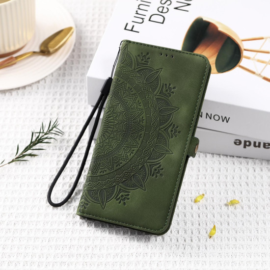 For Samsung Galaxy S24+ 5G Skin Feel Totem Embossed Leather Phone Case(Deep Green)