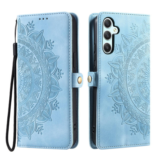For Samsung Galaxy S24+ 5G Skin Feel Totem Embossed Leather Phone Case(Blue)