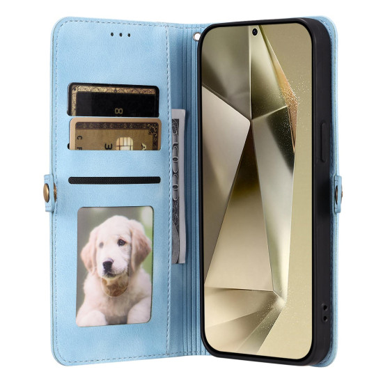 For Samsung Galaxy S24+ 5G Skin Feel Totem Embossed Leather Phone Case(Blue)