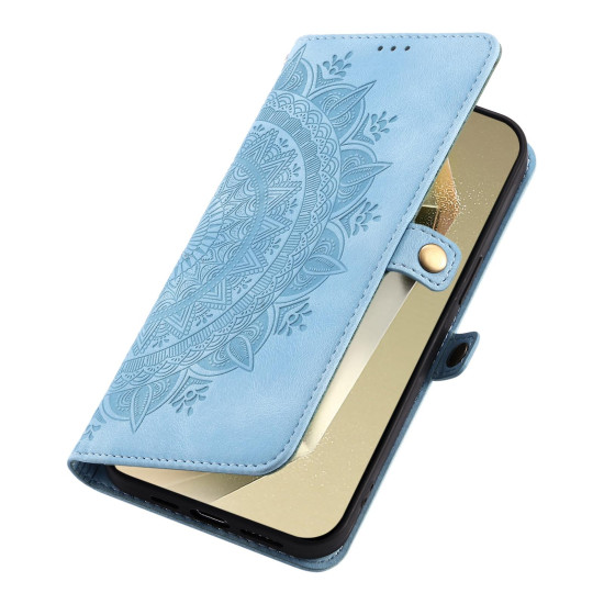 For Samsung Galaxy S24+ 5G Skin Feel Totem Embossed Leather Phone Case(Blue)