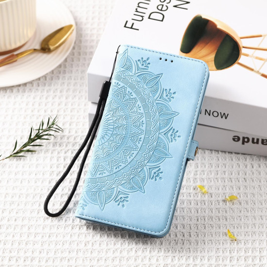 For Samsung Galaxy S24+ 5G Skin Feel Totem Embossed Leather Phone Case(Blue)