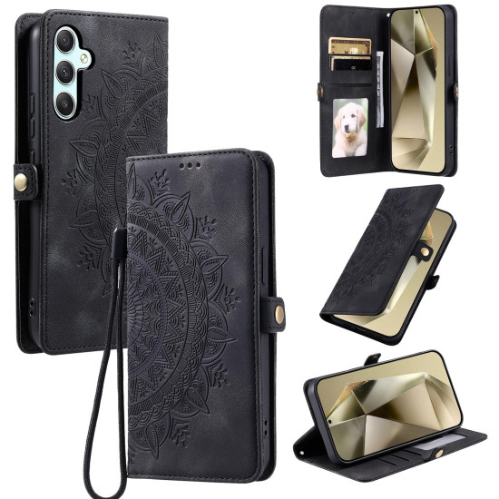 For Samsung Galaxy S24+ 5G Skin Feel Totem Embossed Leather Phone Case(Black)