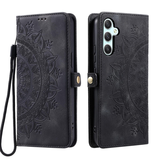 For Samsung Galaxy S24+ 5G Skin Feel Totem Embossed Leather Phone Case(Black)
