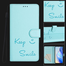 For Samsung Galaxy S24+ 5G Smile Embossing RFID Leather Phone Case(Mint Green)