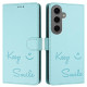 For Samsung Galaxy S24+ 5G Smile Embossing RFID Leather Phone Case(Mint Green)