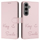 For Samsung Galaxy S24+ 5G Smile Embossing RFID Leather Phone Case(Pink)