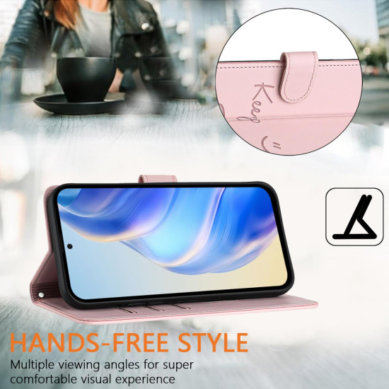 For Samsung Galaxy S24+ 5G Smile Embossing RFID Leather Phone Case(Pink)