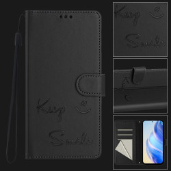 For Samsung Galaxy S24+ 5G Smile Embossing RFID Leather Phone Case(Black)