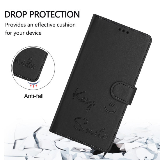 For Samsung Galaxy S24+ 5G Smile Embossing RFID Leather Phone Case(Black)