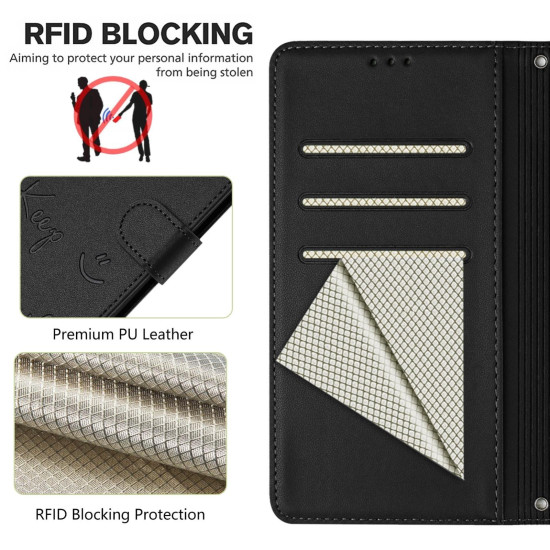 For Samsung Galaxy S24+ 5G Smile Embossing RFID Leather Phone Case(Black)