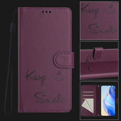 For Samsung Galaxy S24+ 5G Smile Embossing RFID Leather Phone Case(Violet)