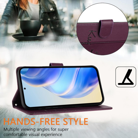 For Samsung Galaxy S24+ 5G Smile Embossing RFID Leather Phone Case(Violet)