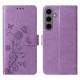 For Samsung Galaxy S24+ 5G Embossed Butterfly Flowers Leather Phone Case(Purple)