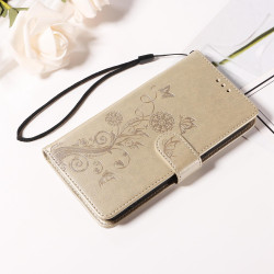 For Samsung Galaxy S24+ 5G Embossed Butterfly Flowers Leather Phone Case(Gold)