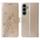 For Samsung Galaxy S24+ 5G Embossed Butterfly Flowers Leather Phone Case(Gold)