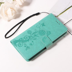For Samsung Galaxy S24+ 5G Embossed Butterfly Flowers Leather Phone Case(Green)
