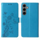 For Samsung Galaxy S24+ 5G Embossed Butterfly Flowers Leather Phone Case(Blue)
