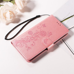 For Samsung Galaxy S24+ 5G Embossed Butterfly Flowers Leather Phone Case(Rose Gold)