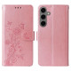 For Samsung Galaxy S24+ 5G Embossed Butterfly Flowers Leather Phone Case(Rose Gold)