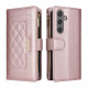 For Samsung Galaxy S24+ 5G Crossbody Zipper Wallet Rhombus Leather Phone Case(Rose Gold)