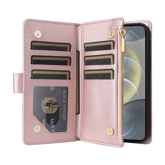For Samsung Galaxy S24+ 5G Crossbody Zipper Wallet Rhombus Leather Phone Case(Rose Gold)