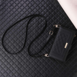 For Samsung Galaxy S24+ 5G Crossbody Zipper Wallet Rhombus Leather Phone Case(Black)