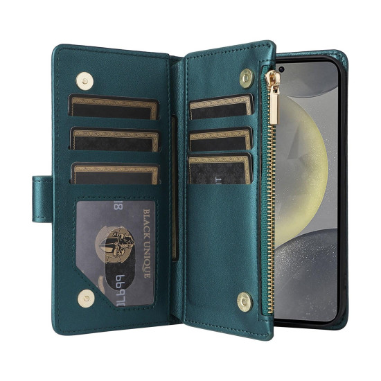 For Samsung Galaxy S24+ 5G Crossbody Zipper Wallet Rhombus Leather Phone Case(Green)