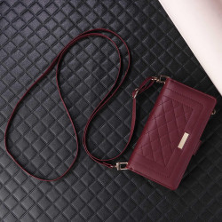 For Samsung Galaxy S24+ 5G Crossbody Zipper Wallet Rhombus Leather Phone Case(Wine Red)