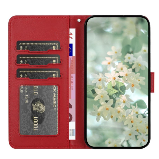 For Samsung Galaxy S24+ 5G Floral Embossed Pattern Leather Phone Case(Red)