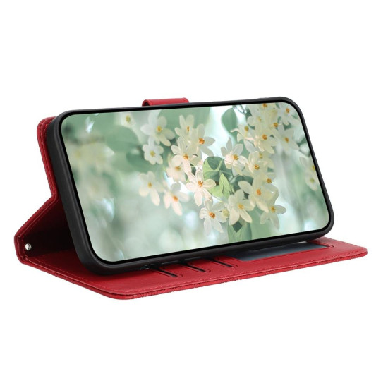 For Samsung Galaxy S24+ 5G Floral Embossed Pattern Leather Phone Case(Red)