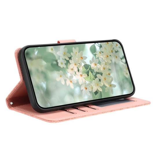 For Samsung Galaxy S24+ 5G Floral Embossed Pattern Leather Phone Case(Pink)