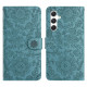 For Samsung Galaxy S24+ 5G Floral Embossed Pattern Leather Phone Case(Dark Green)