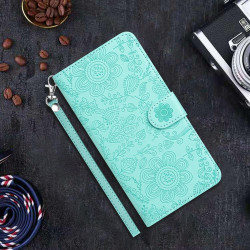 For Samsung Galaxy S24+ 5G Floral Embossed Pattern Leather Phone Case(Light Green)