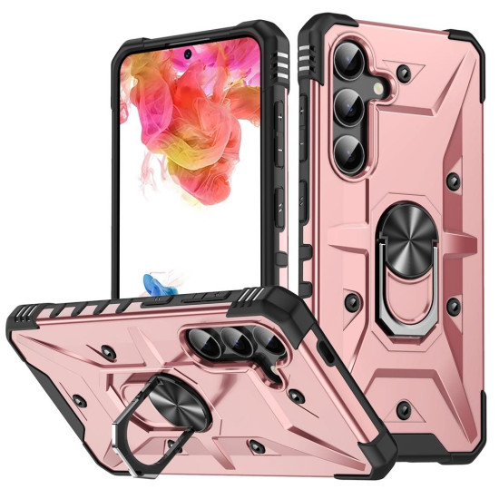 For Samsung Galaxy S24+ 5G Ring Holder Phone Case(Rose Gold)