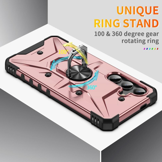 For Samsung Galaxy S24+ 5G Ring Holder Phone Case(Rose Gold)