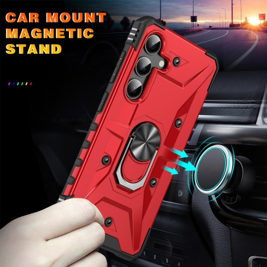 For Samsung Galaxy S24+ 5G Ring Holder Phone Case(Red)