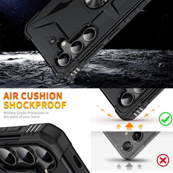 For Samsung Galaxy S24+ 5G Ring Holder Phone Case(Black)