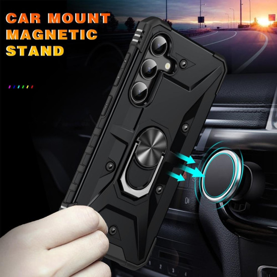 For Samsung Galaxy S24+ 5G Ring Holder Phone Case(Black)