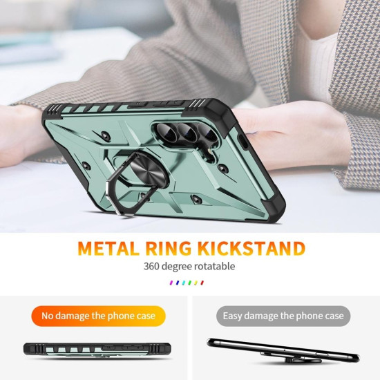 For Samsung Galaxy S24+ 5G Ring Holder Phone Case(Midnight Green)