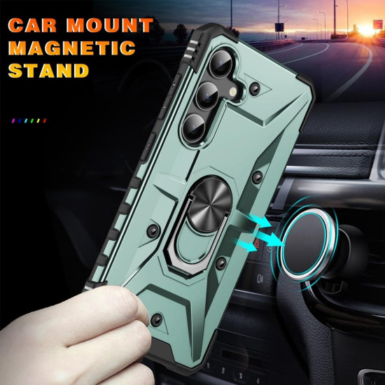 For Samsung Galaxy S24+ 5G Ring Holder Phone Case(Midnight Green)