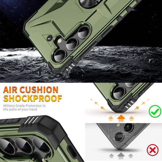 For Samsung Galaxy S24+ 5G Ring Holder Phone Case(Army Green)