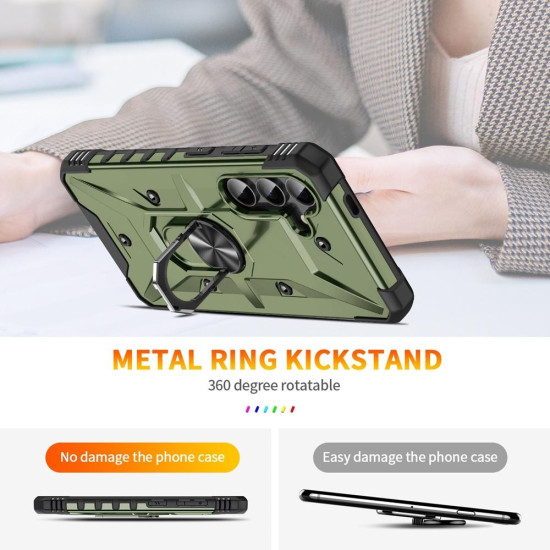 For Samsung Galaxy S24+ 5G Ring Holder Phone Case(Army Green)